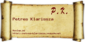 Petres Klarissza névjegykártya